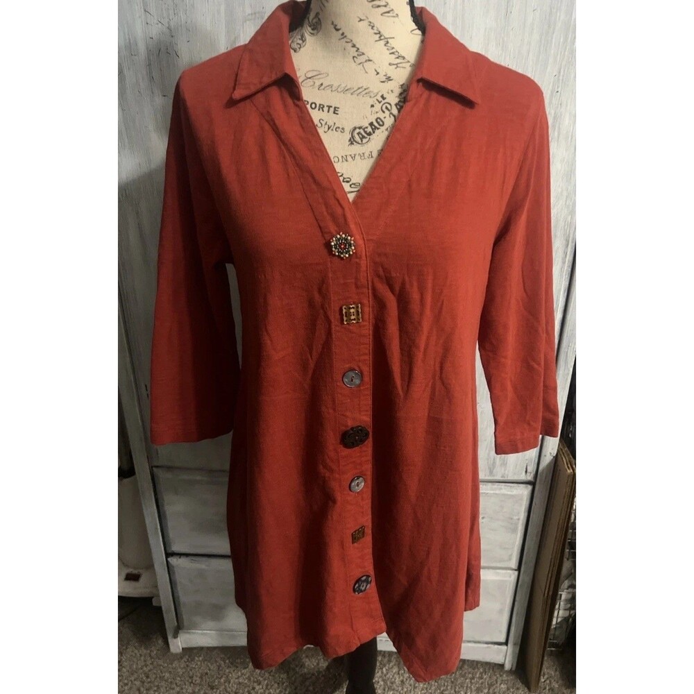 Soft surroundings asymmetrical collared V-neck tunic Boho Y2K  Sm